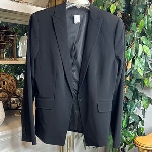 Ann Taylor Black Slim Fit 1 Button Blazer/Sport Coat with Notched Lapel, 14